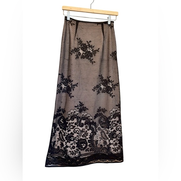 Vtg Free People Skirt Black Lace Maxi Size Small - Picture 1 of 5